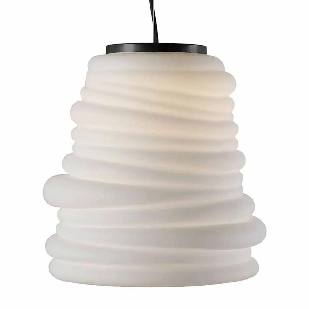 Wohnzimmer-Hängelampe aus weißem Satinglas 3 Dimensionen - weich