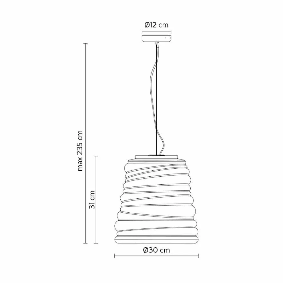 Wohnzimmer-Hängelampe aus weißem Satinglas 3 Dimensionen - weich