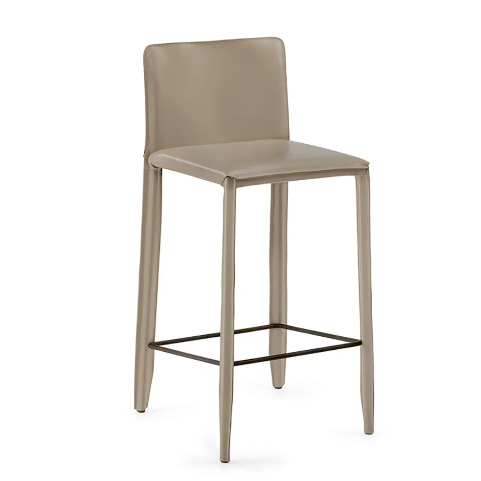 Wohnzimmerhocker mit Lederbezug, hergestellt in Italien – Faro