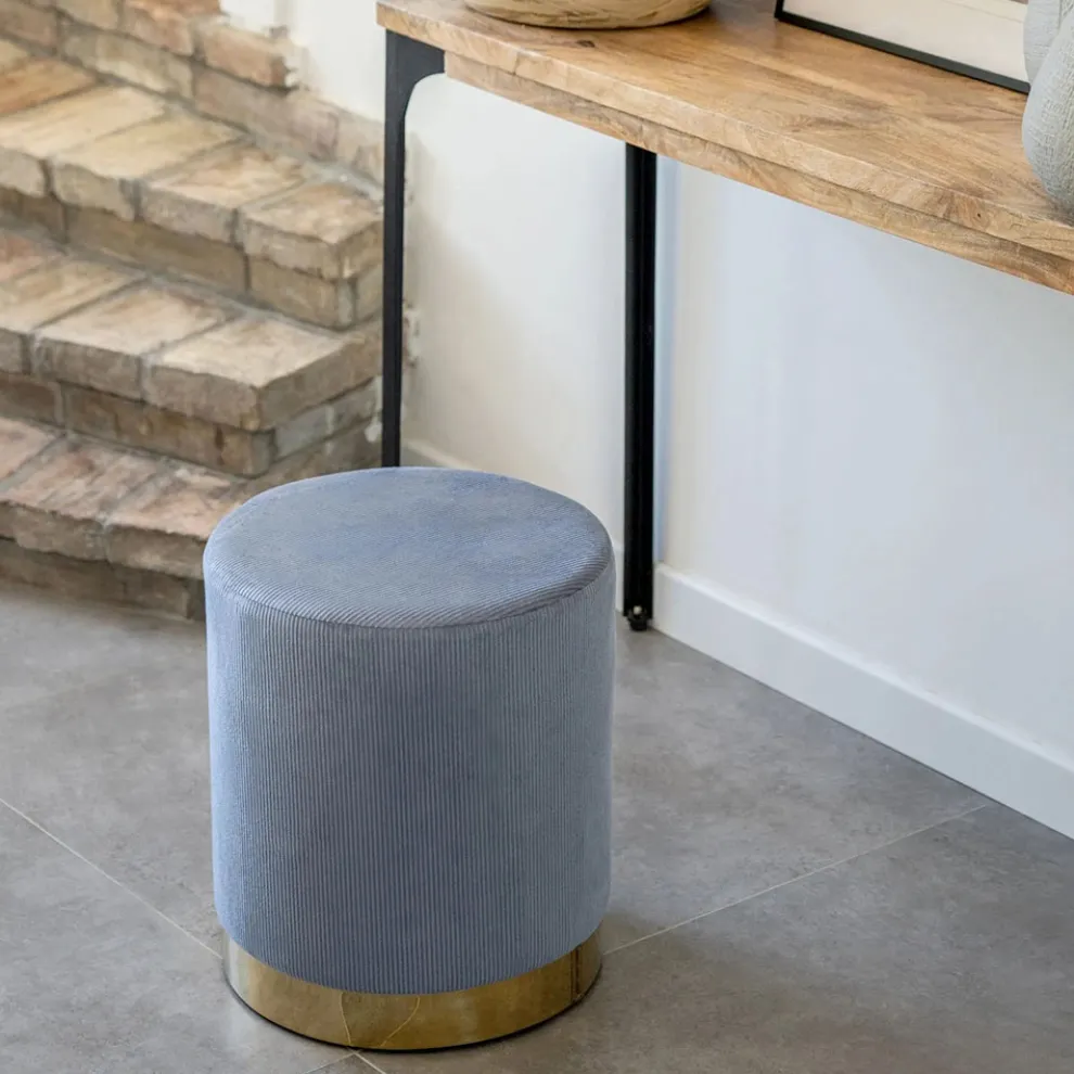 Wohnzimmer-Pouf aus farbigem Cord mit Metallgestell – Travel