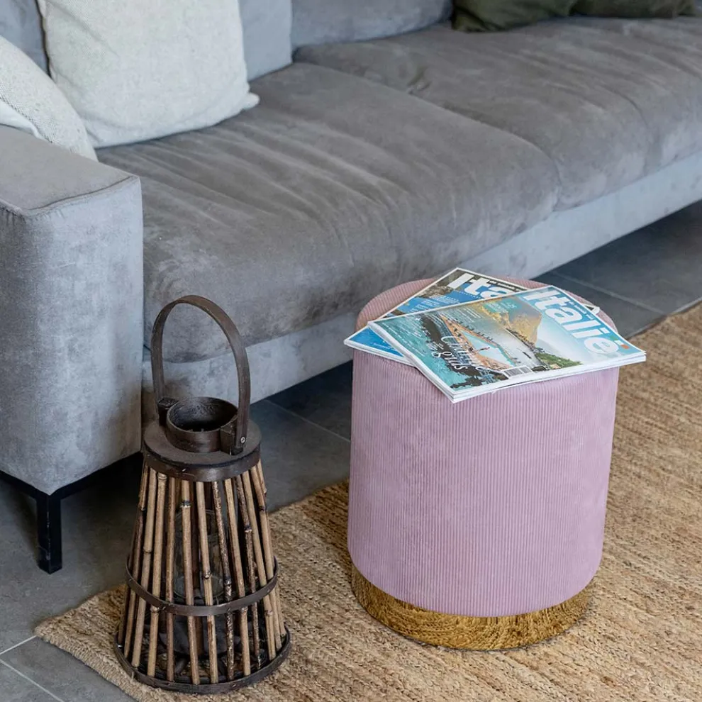 Wohnzimmer-Pouf aus farbigem Cord mit Metallgestell – Travel