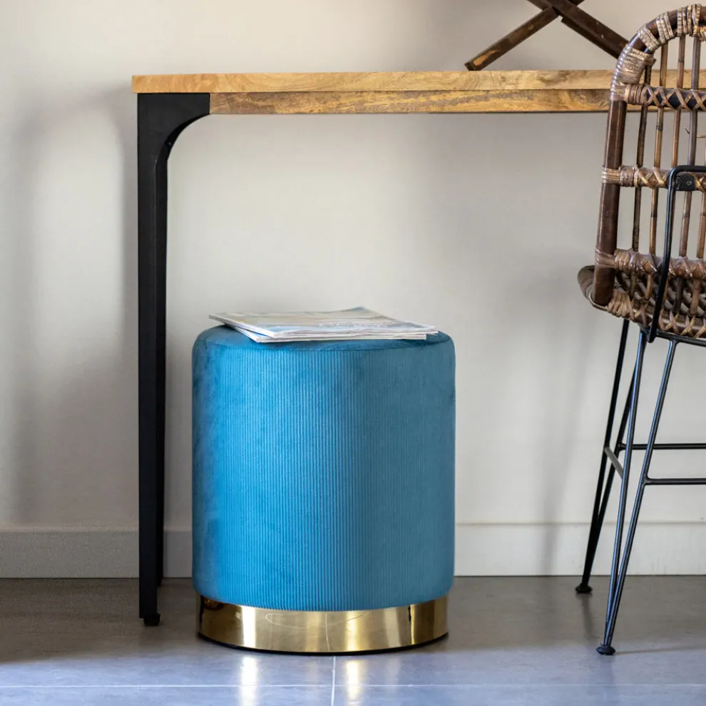 Wohnzimmer-Pouf aus farbigem Cord mit Metallgestell – Travel