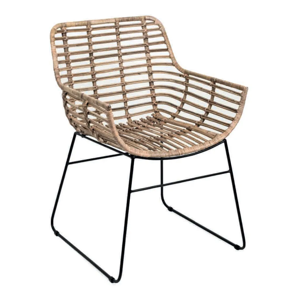 Wohnzimmersessel aus Kubù-Rattan und Eisenstruktur - Slide