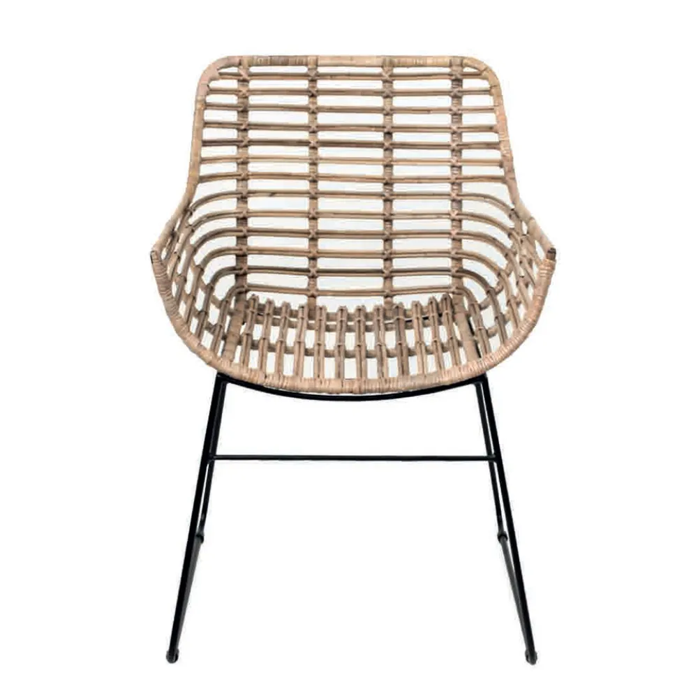 Wohnzimmersessel aus Kubù-Rattan und Eisenstruktur - Slide