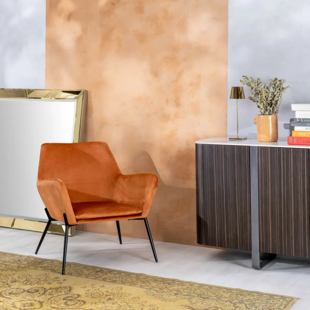 Wohnzimmersessel aus Samt in verschiedenen Farben und Metallgestell – Italien