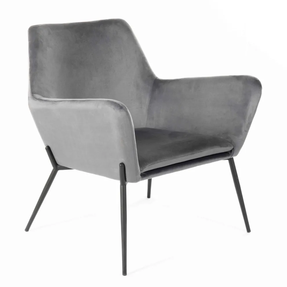 Wohnzimmersessel aus Samt in verschiedenen Farben und Metallgestell – Italien