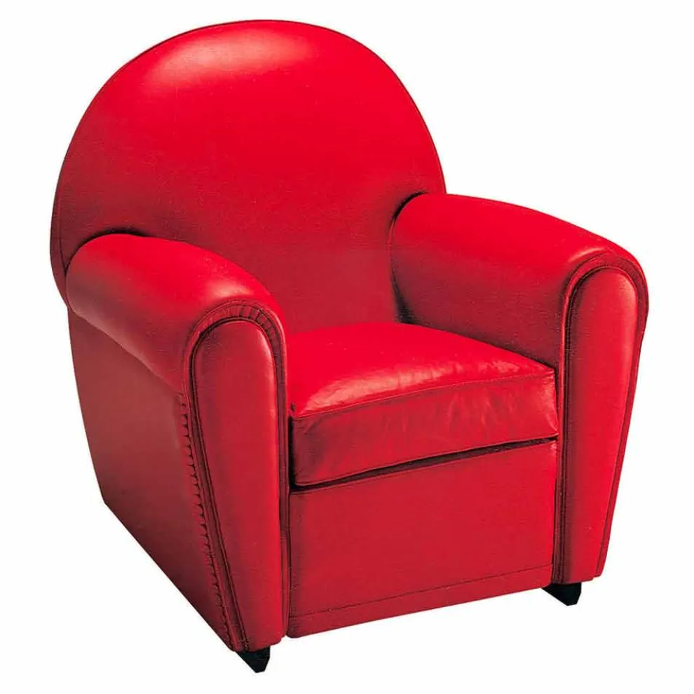 Wohnzimmersessel mit Lederbezug und Holzfüßen Made in Italy - Pegolo