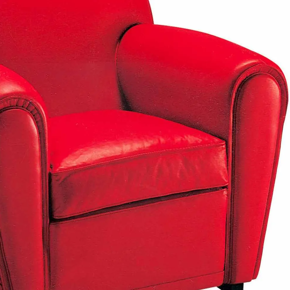 Wohnzimmersessel mit Lederbezug und Holzfüßen Made in Italy - Pegolo