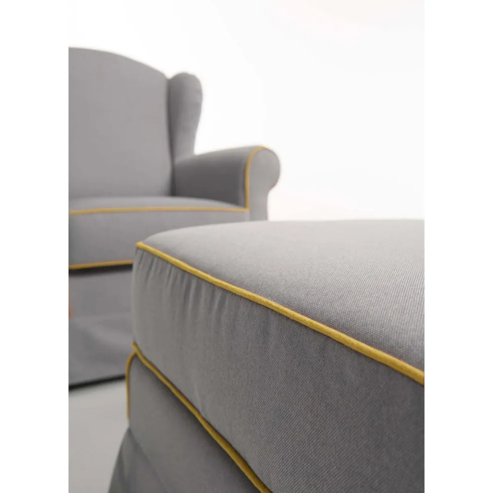 Wohnzimmersessel mit Puff aus Eschenholz Made in Italy - Ottavia