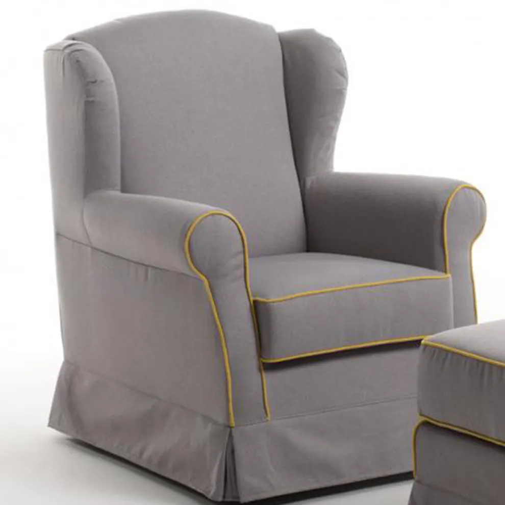 Wohnzimmersessel mit Puff aus Eschenholz Made in Italy - Ottavia