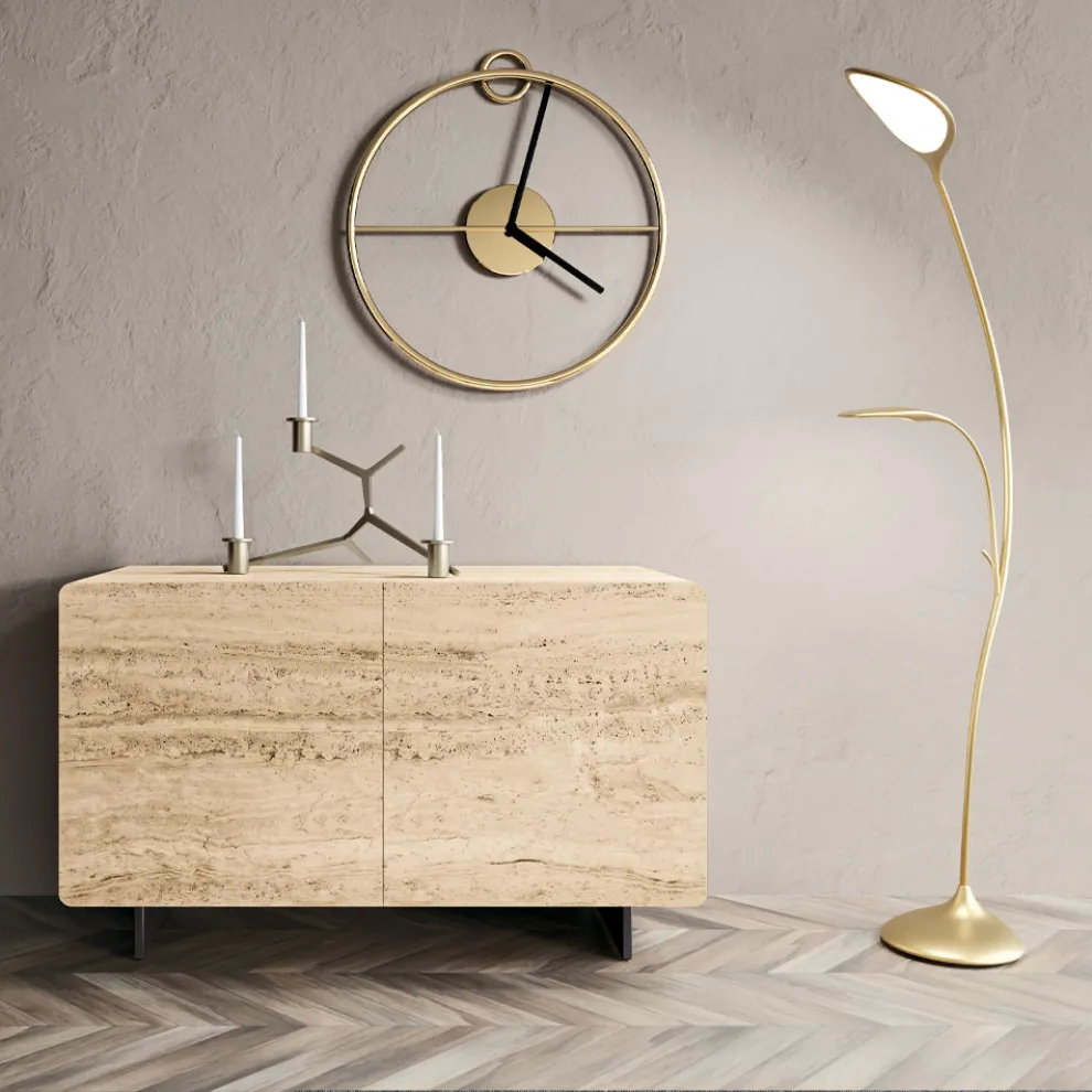 Wohnzimmer-Sideboard mit 2 Türen in Travertin-Marmor-Finish, hergestellt in Italien – Jon