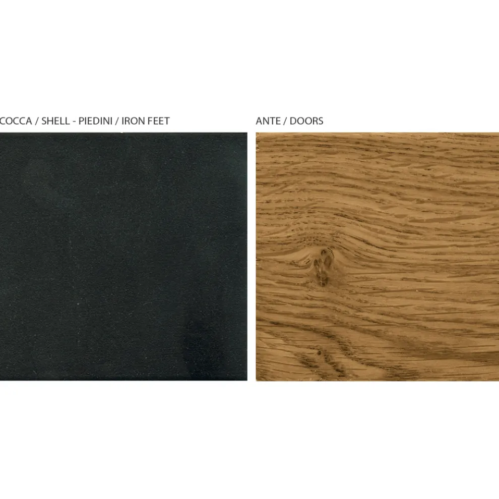 Wohnzimmer-Sideboard mit 3 Türen in geknoteter Eiche, Country-Optik, hergestellt in Italien – Arne