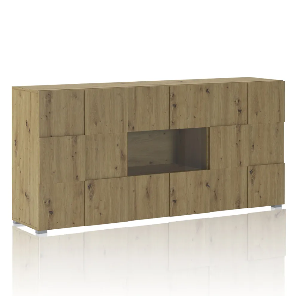 Wohnzimmer-Sideboard mit 4 Flügeltüren und 1 offenem Fach – Natrium