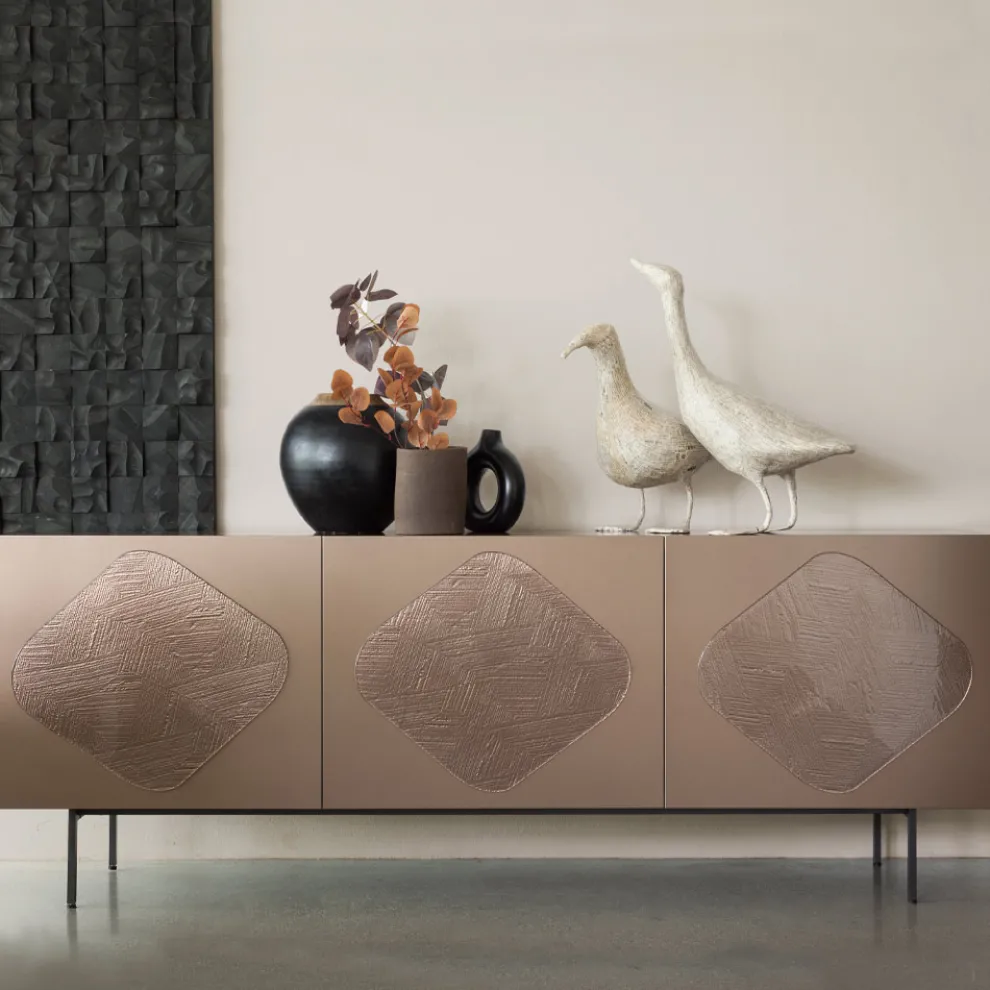 Wohnzimmer-Sideboard mit passenden Glaseinsätzen, hergestellt in Italien – Palma