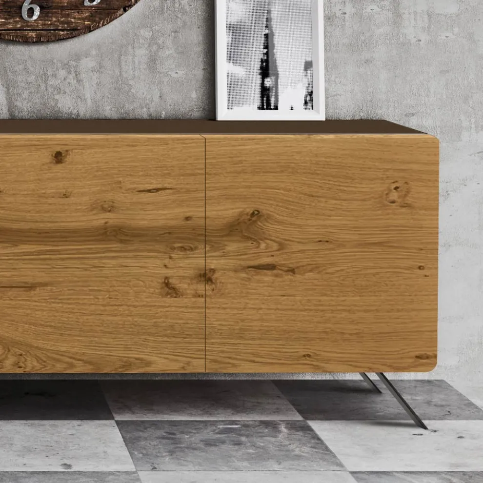 Wohnzimmer-Sideboard mit 4 Türen in rustikaler geknoteter Eiche – Even