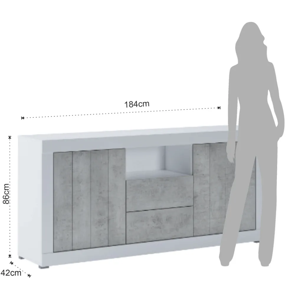 Wohnzimmer-Sideboard aus Melamin mit 2 Türen und 2 Schubladen – Samario