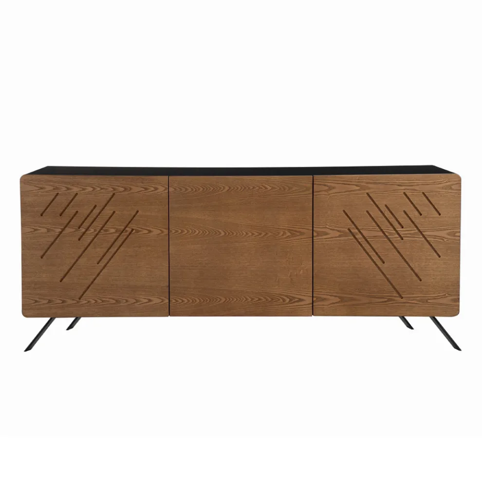 Wohnzimmer-Sideboard aus MDF mit Gravuren von 2 oder 3 Türen Made in Italy - Eleganz