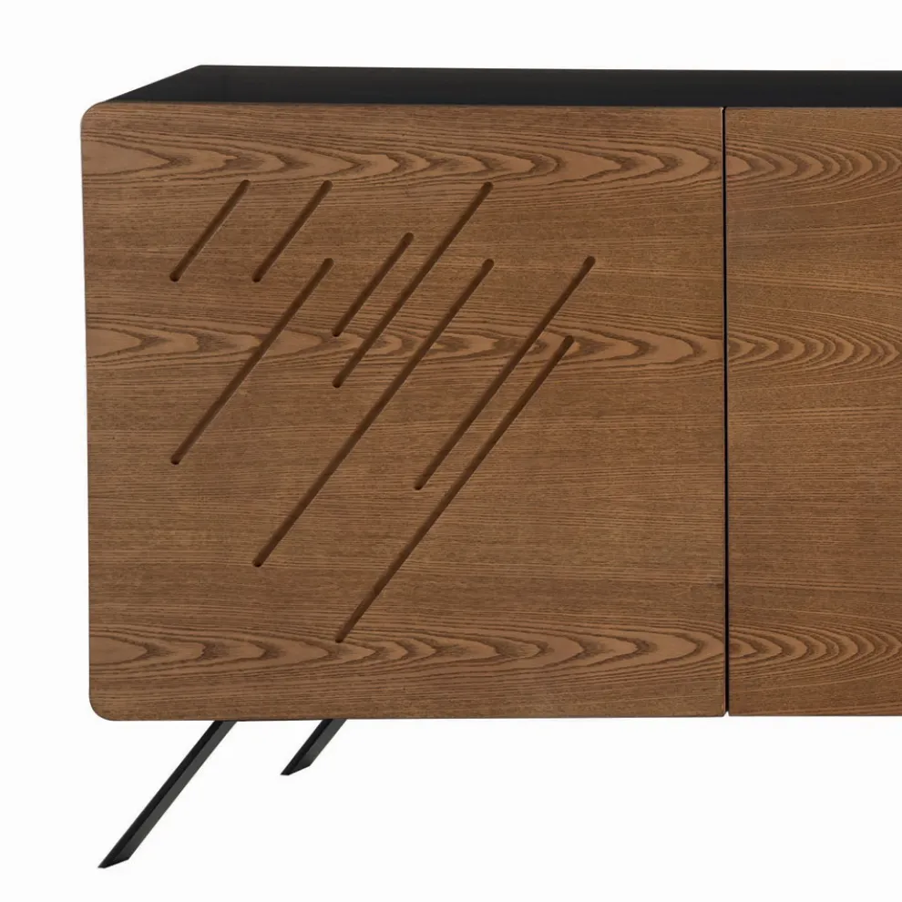 Wohnzimmer-Sideboard aus MDF mit Gravuren von 2 oder 3 Türen Made in Italy - Eleganz