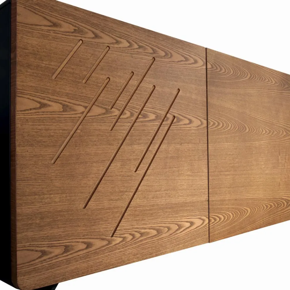 Wohnzimmer-Sideboard aus MDF mit Gravuren von 2 oder 3 Türen Made in Italy - Eleganz