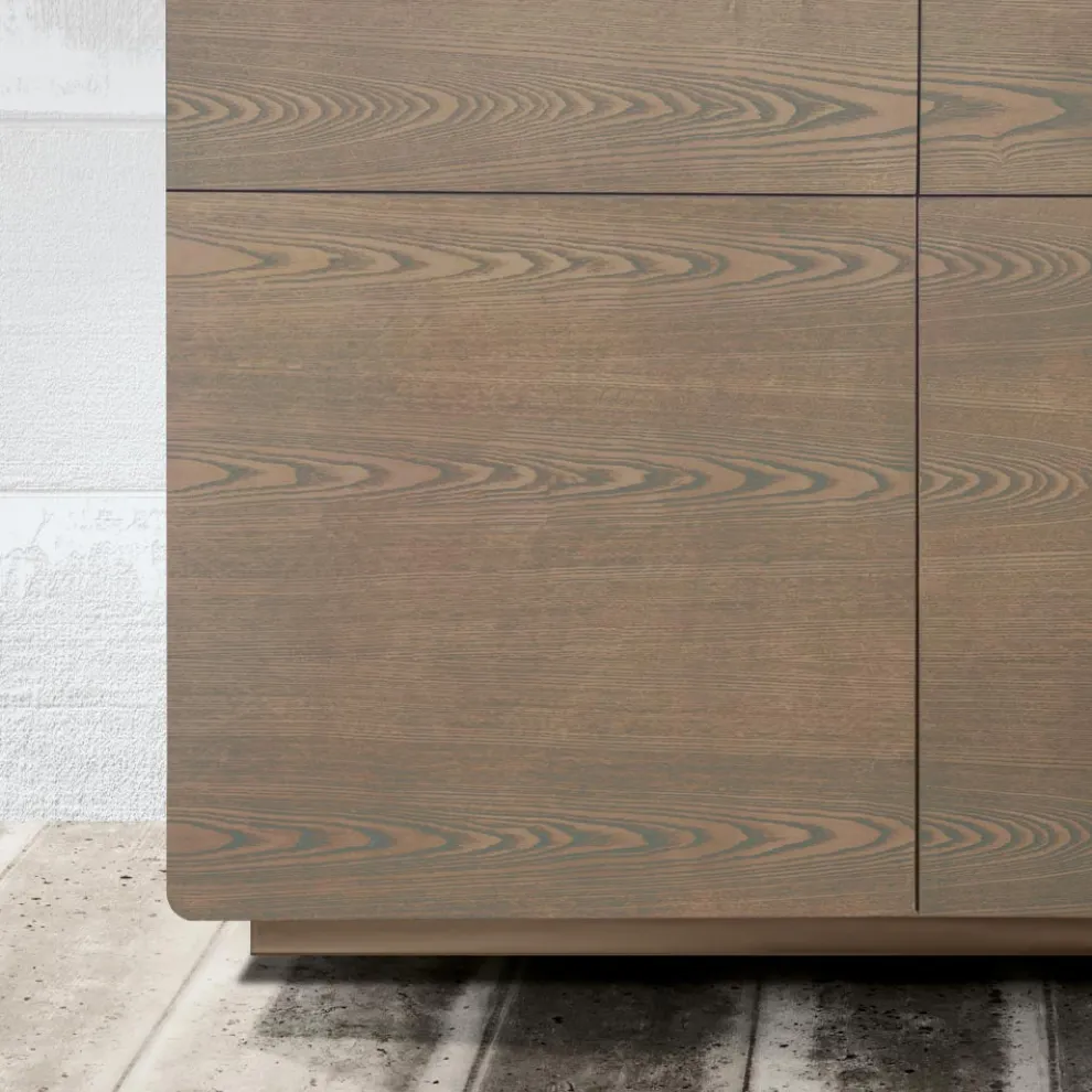 Wohnzimmer-Sideboard mit 4 Türen in Cappuccino-Optik, hergestellt in Italien – Eda