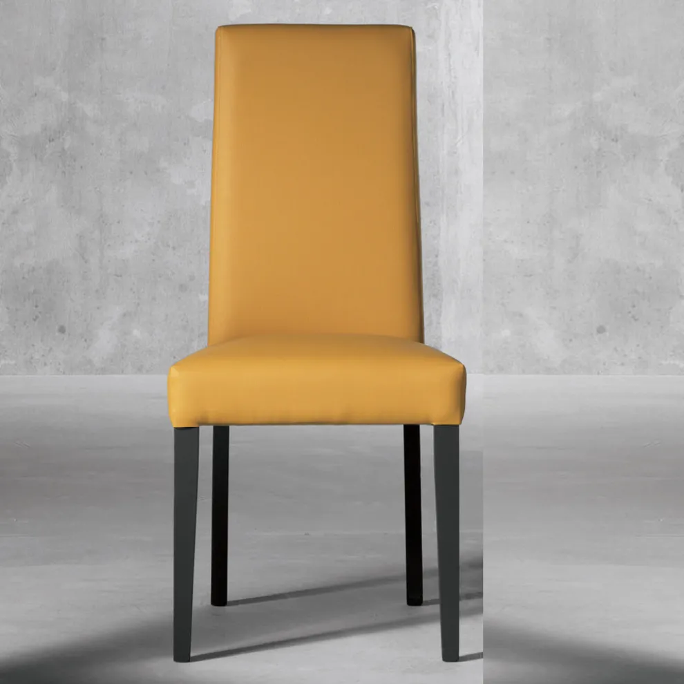 Wohnzimmerstuhl aus Holz und Kunstleder Sitzdesign Made in Italy - Agostina