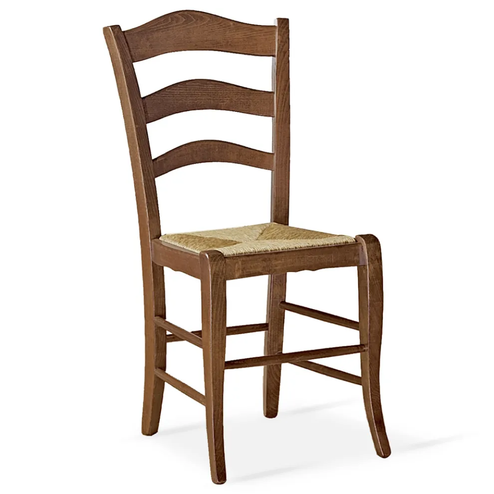 Wohnzimmerstuhl aus Buche mit Strohsitz, hergestellt in Italien – Tamara