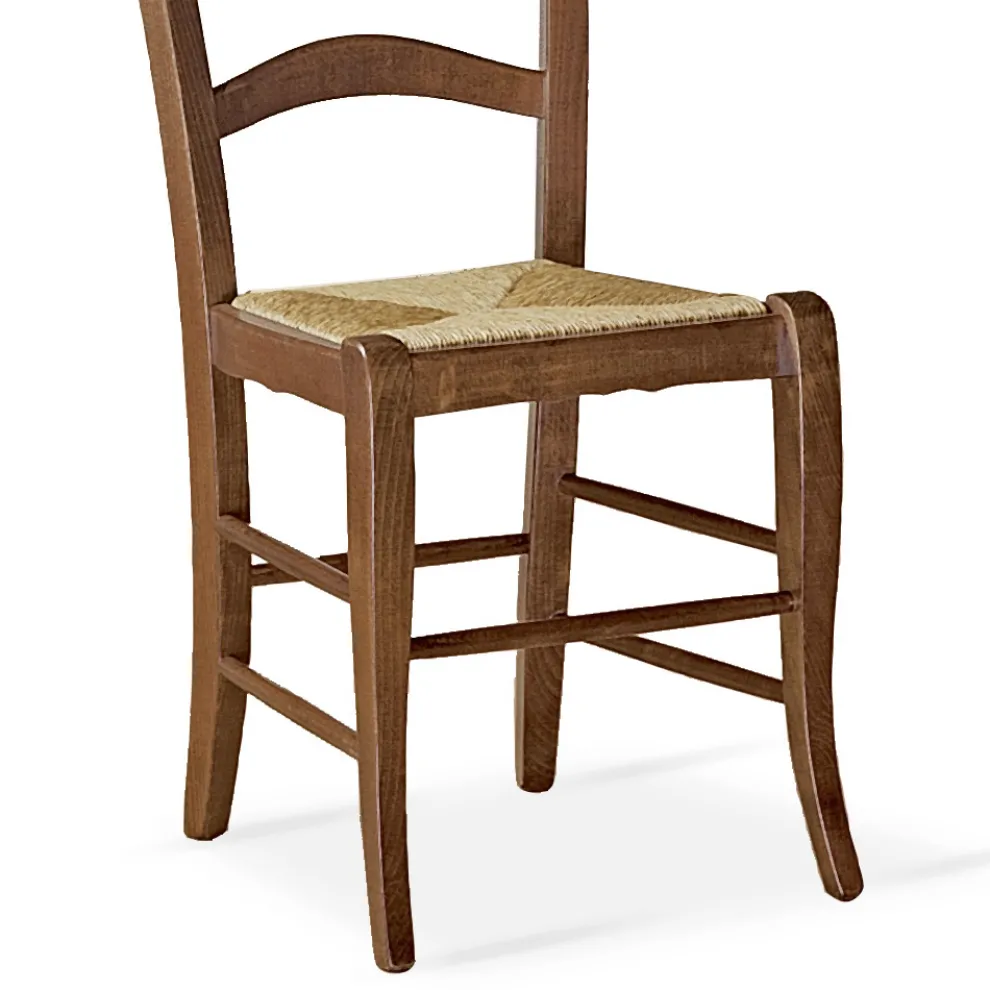 Wohnzimmerstuhl aus Buche mit Strohsitz, hergestellt in Italien – Tamara