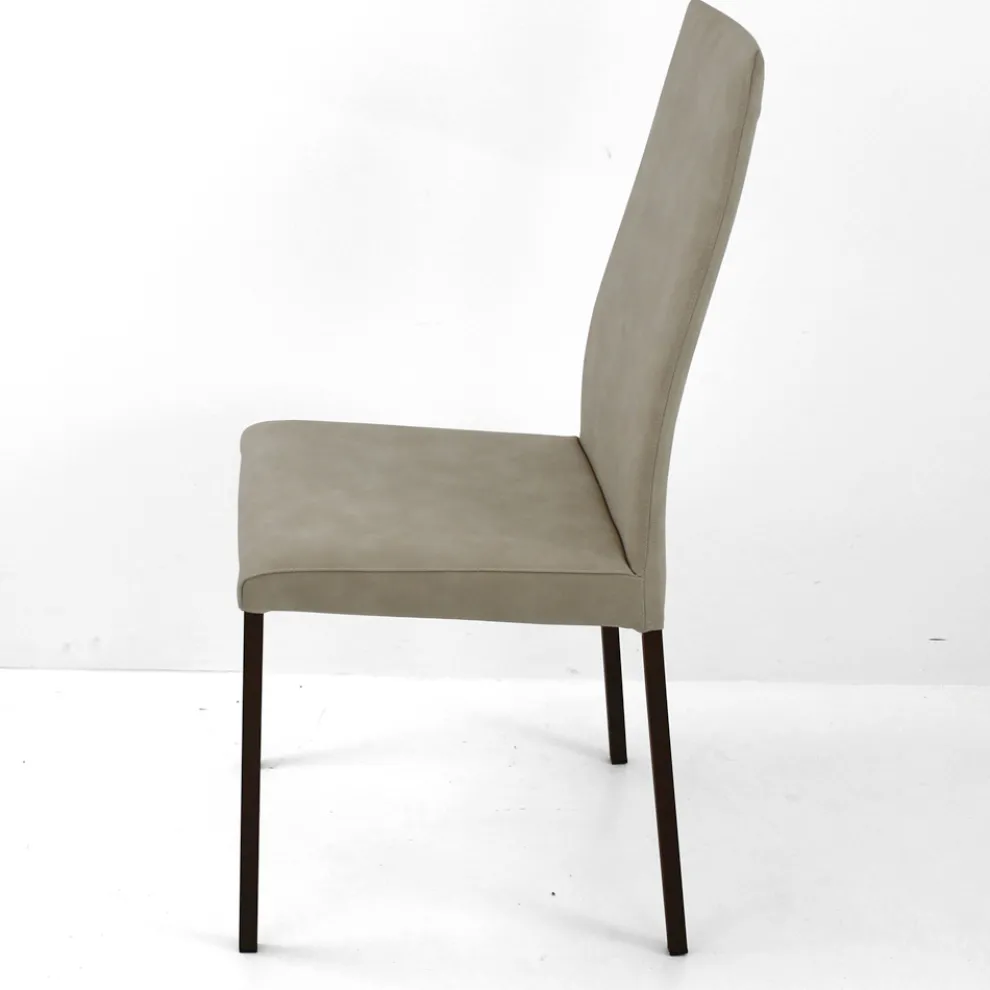 Wohnzimmerstuhl aus Kunstleder mit lackierten Beinen Made in Italy - Roslin