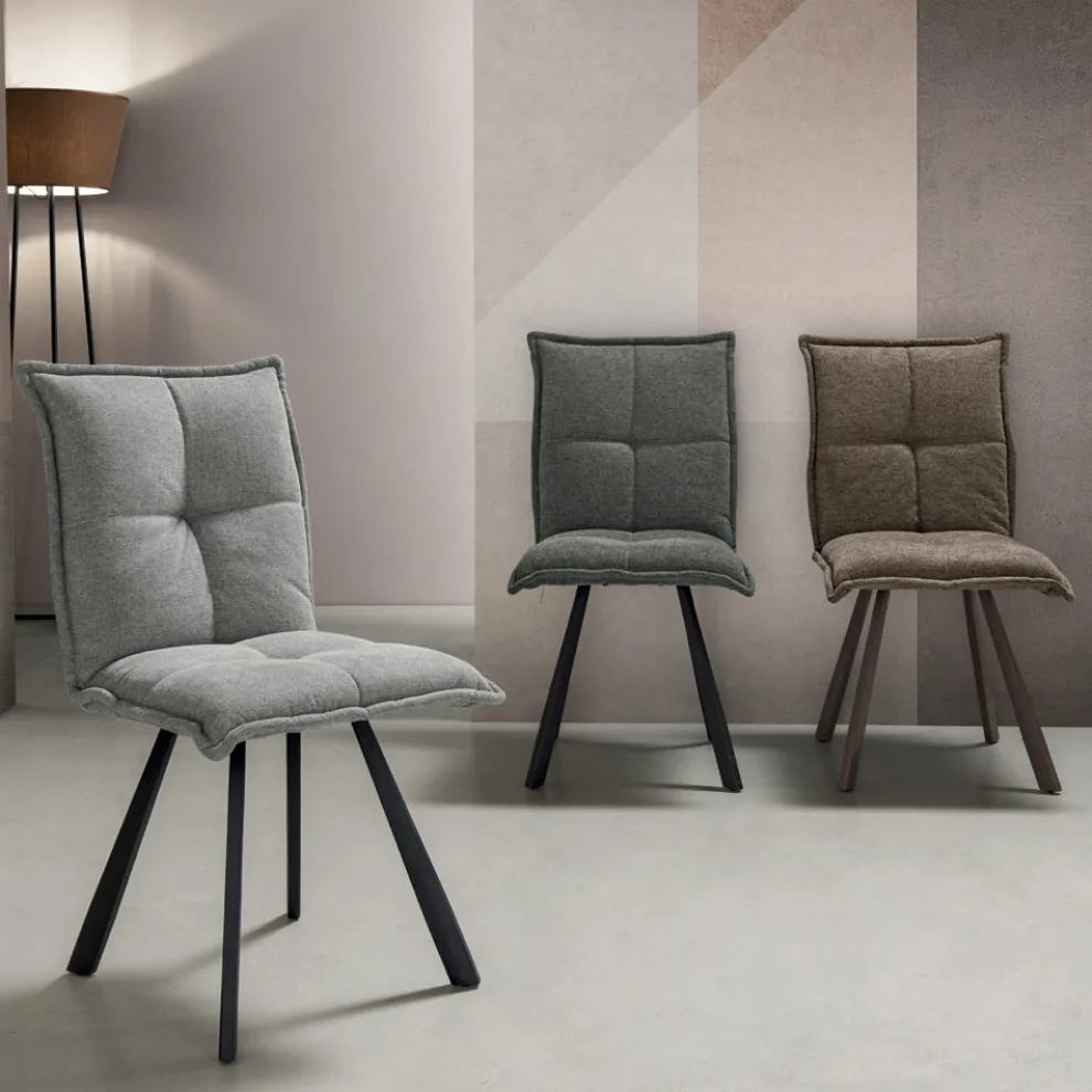 Wohnzimmerstuhl mit 4-teiliger Struktur aus lackiertem Metall - Ortensy