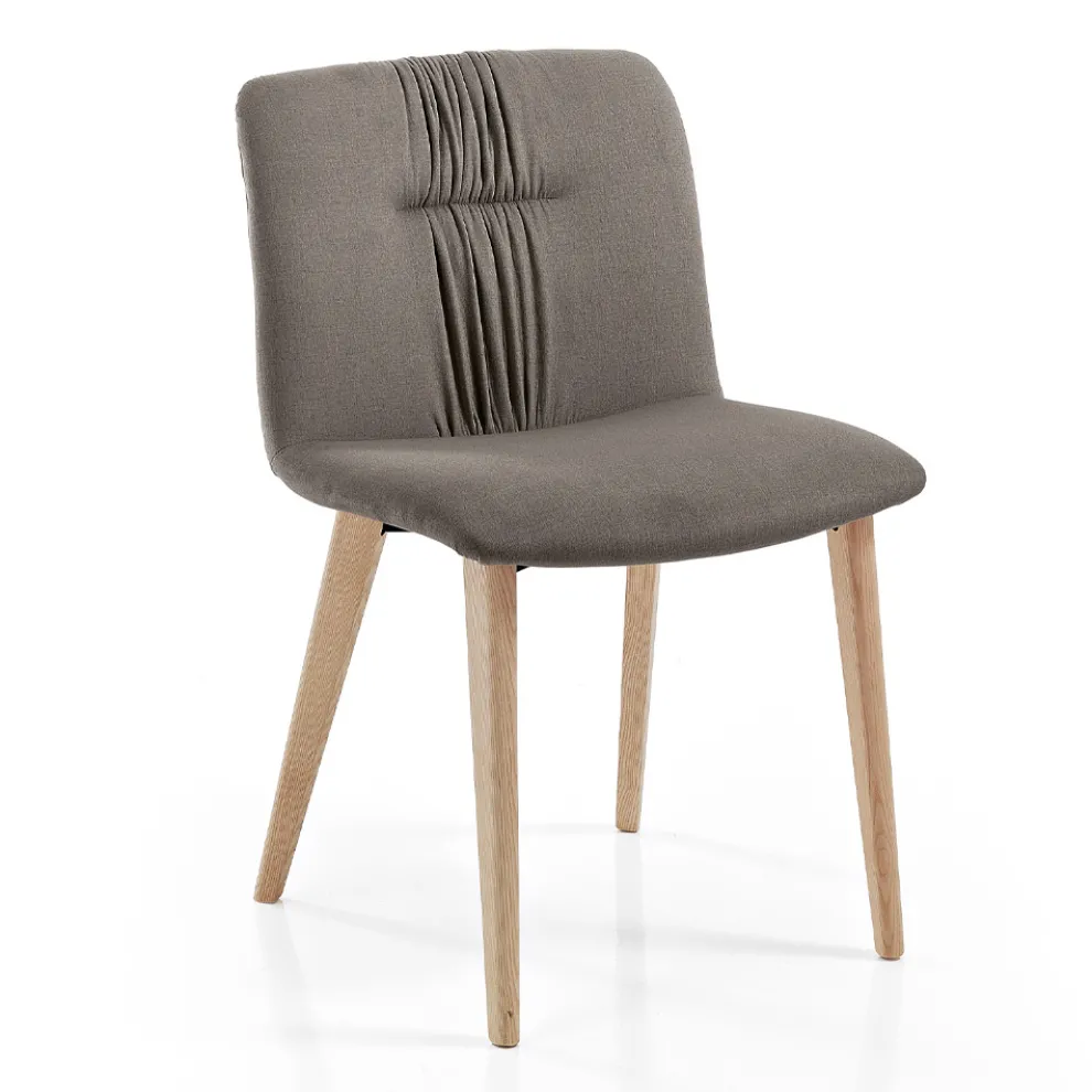 Wohnzimmerstuhl mit Stoffbezug und Beinen aus Eschenholz - Florinda