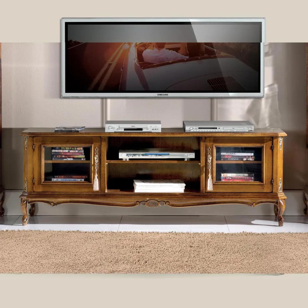 Wohnzimmer-TV-Schrank aus Bassano-Walnussholz Made in Italy - Richard