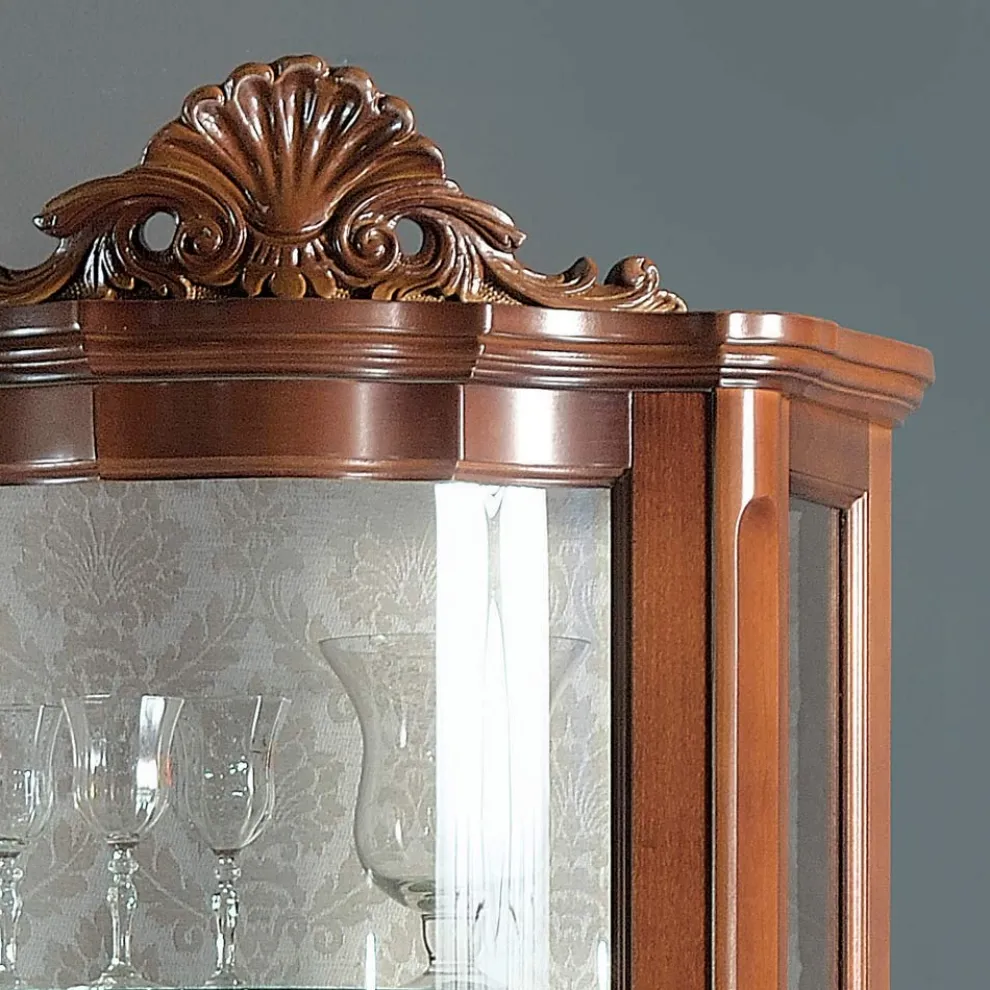 Wohnzimmervitrine 1 Tür und 2 Holzschubladen Made in Italy - Leonor