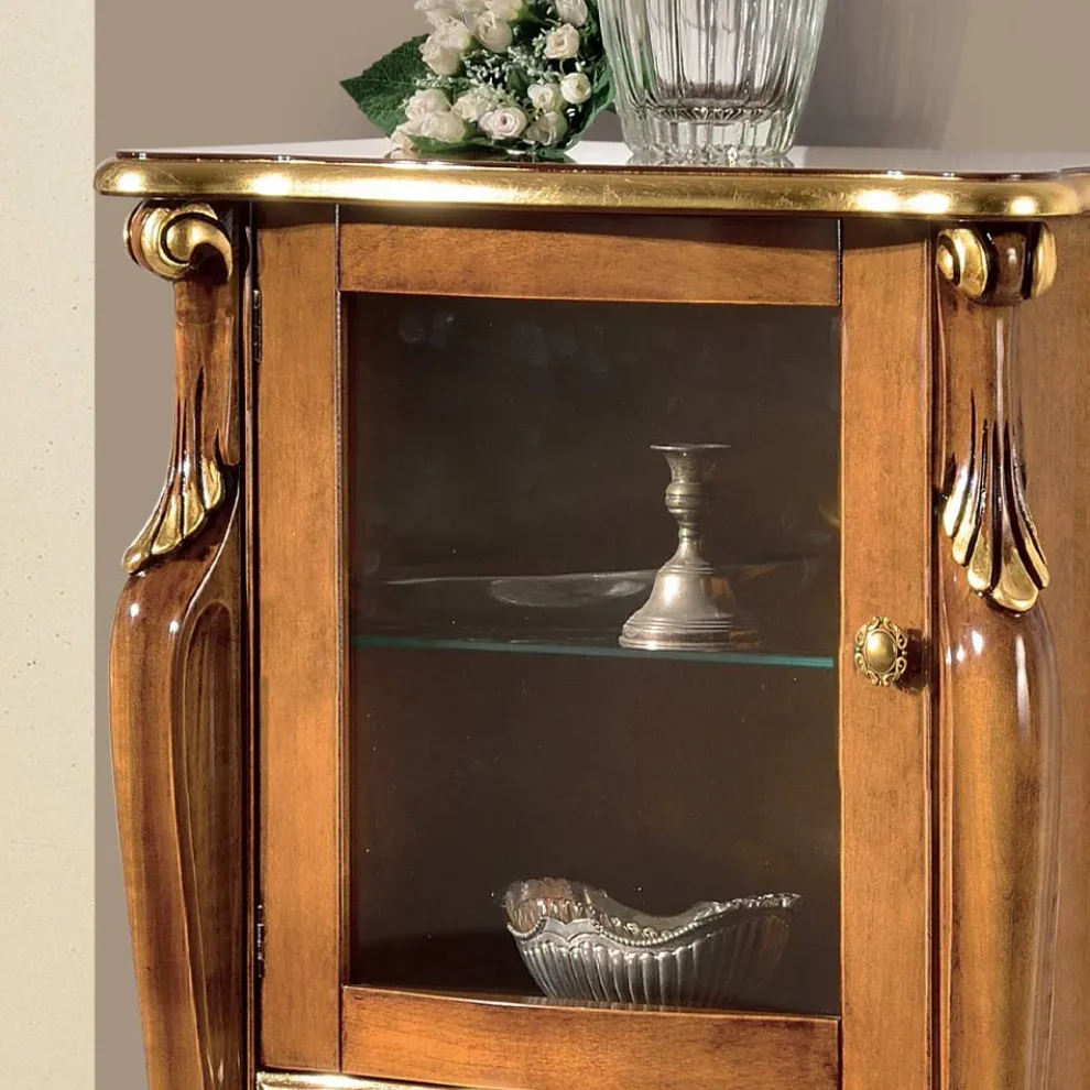 Wohnzimmervitrine mit 1 Glastür und 3 Schubladen Made in Italy - London