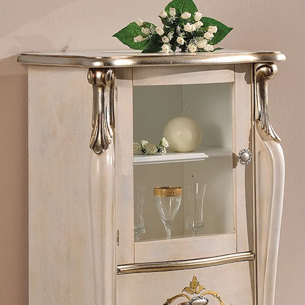 Wohnzimmervitrine mit 1 Glastür und 3 Schubladen Made in Italy - London