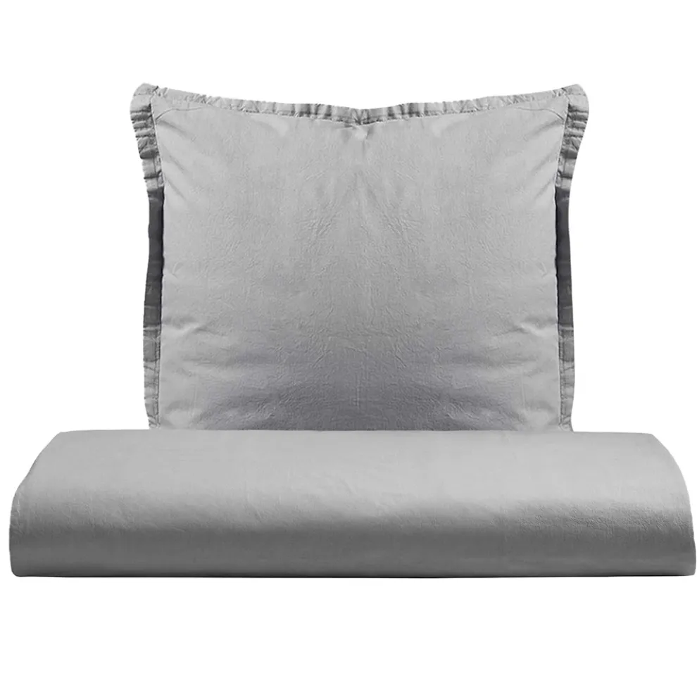 Einzelbettbezug-Set aus reiner, stückgefärbter Baumwolle mit 1 Kissenbezug - Delicacy