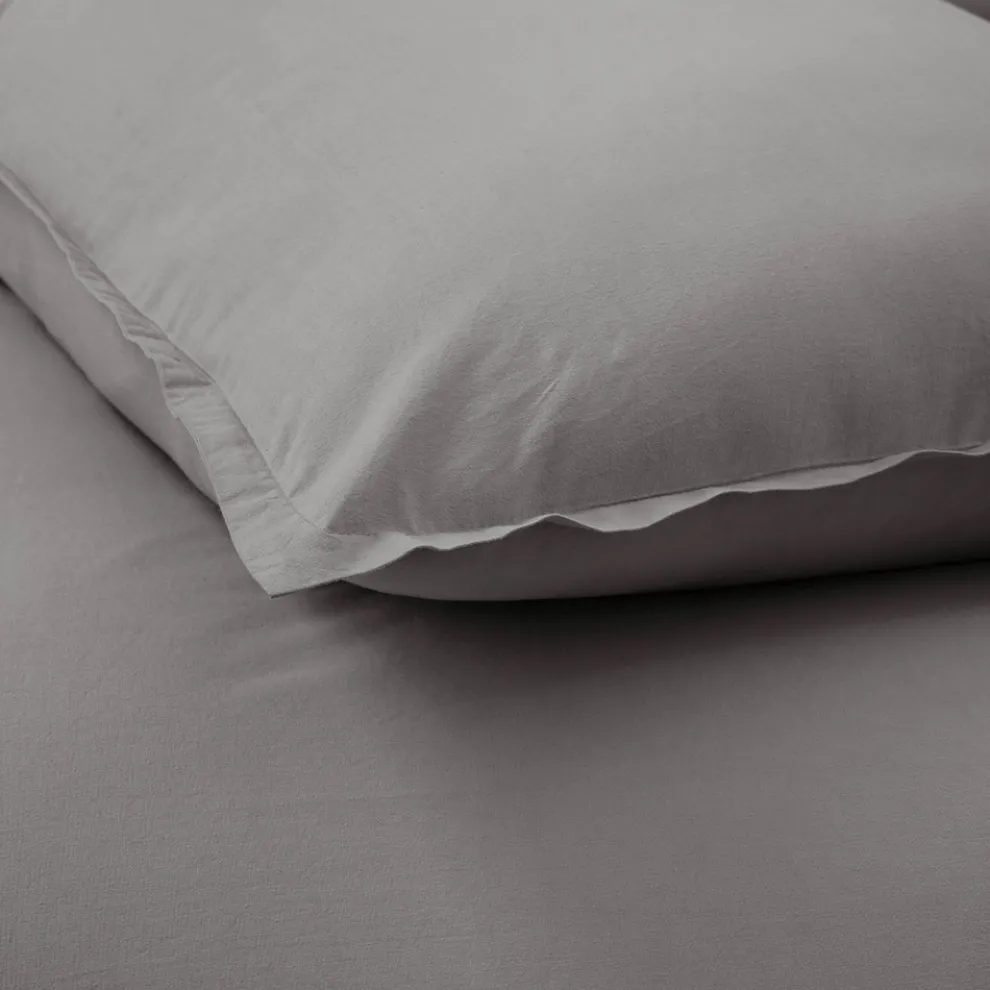 Einzelbettbezug-Set aus reiner, stückgefärbter Baumwolle mit 1 Kissenbezug - Delicacy