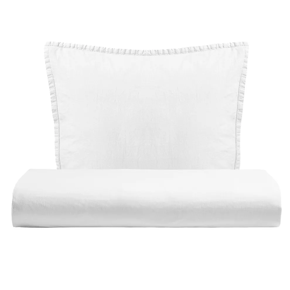 Einzelbettbezug-Set aus reiner, stückgefärbter Baumwolle mit 1 Kissenbezug - Delicacy