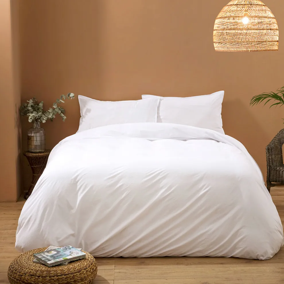 Einzelbettbezug-Set aus reiner, stückgefärbter Baumwolle mit 1 Kissenbezug - Delicacy