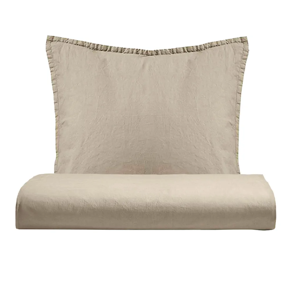 Einzelbettbezug-Set aus reiner, stückgefärbter Baumwolle mit 1 Kissenbezug - Delicacy