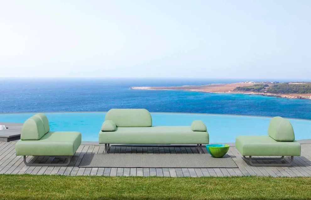 Outdoor Wohnzimmer Zusammensetzung in Made in Italy Design Stoff - Selia