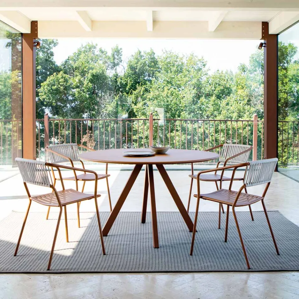 Runder Gartentisch aus verzinktem Stahl Made in Italy - Brienne
