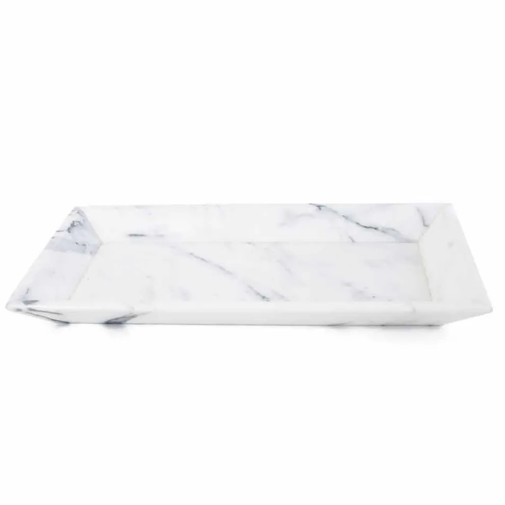 Rechteckiges Tablett aus weißem Carrara-Marmor Made in Italy - Vassili