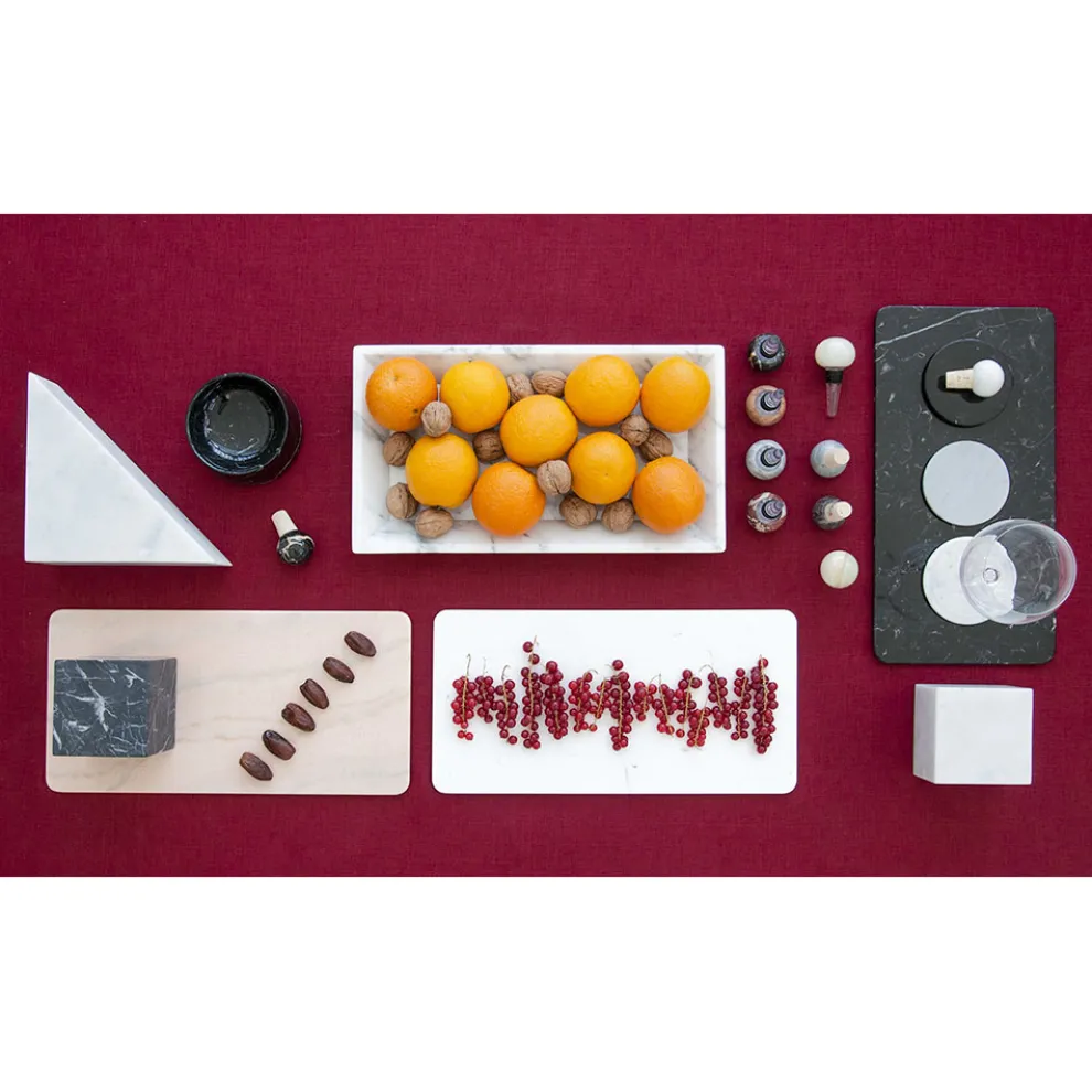 Rechteckiges Tablett aus weißem Carrara-Marmor Made in Italy - Vassili