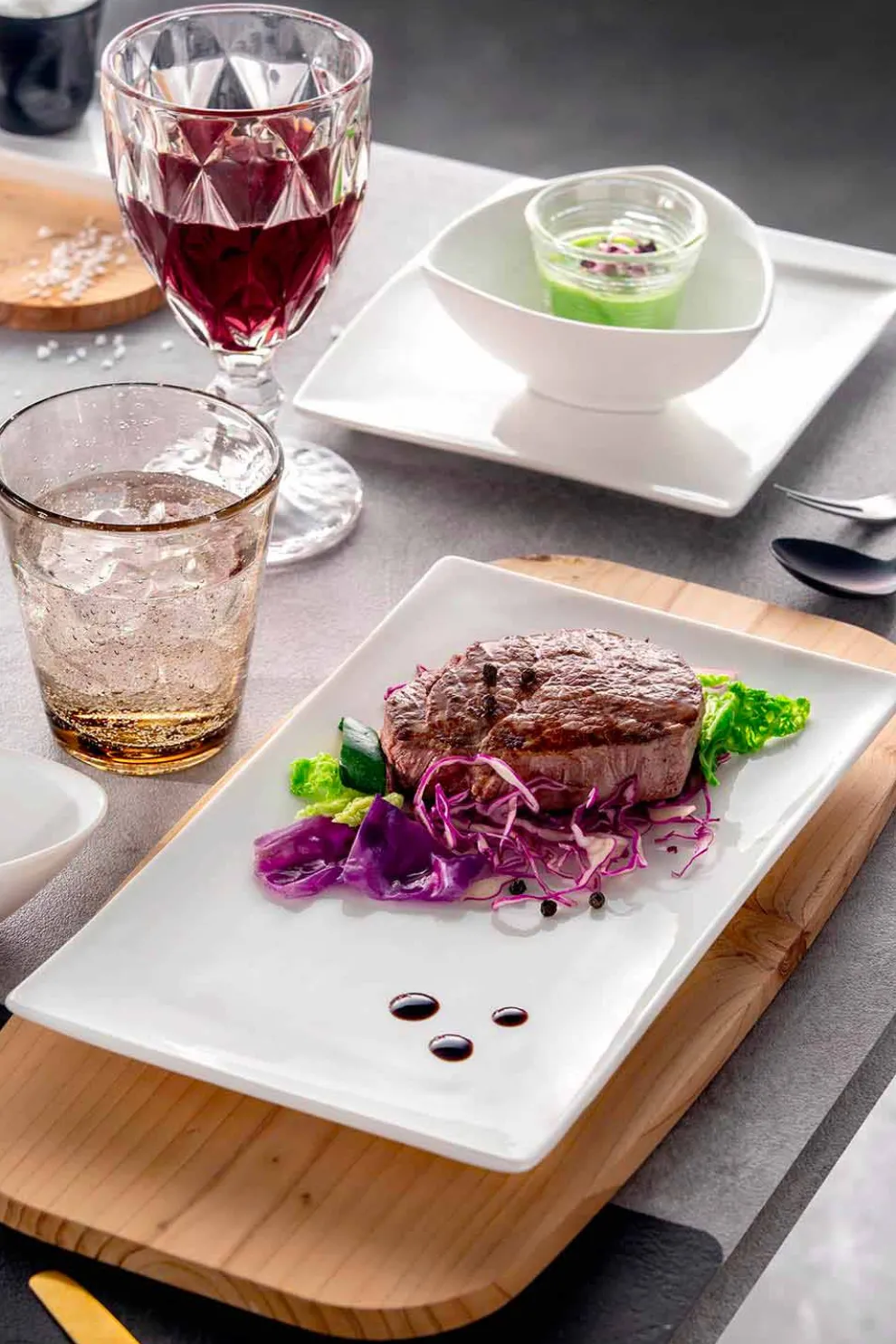 Aperitif Service 12 Stück moderne weiße Porzellan-Design-Platten - Nalah