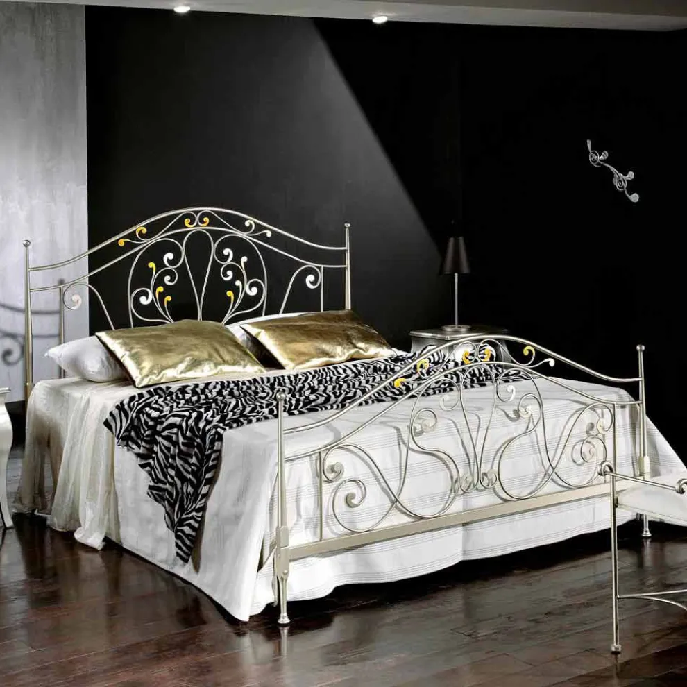 Doppelbett 160x190 cm aus Eisen handgefertigt Made in Italy Jessica