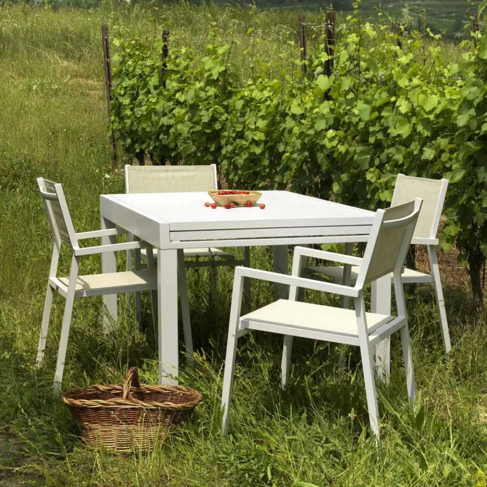 Ausziehbarer Gartentisch komplett aus Aluminium - Sheet