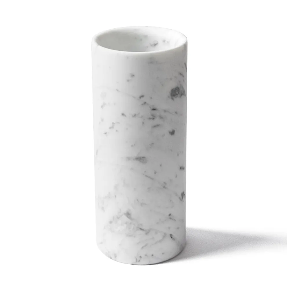 Zylindrische Vase aus satiniertem weißem Carrara-Marmor, italienisches Design - Murillo