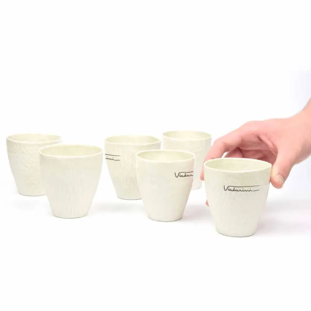 Luxus Design Weiße Porzellangläser 6 Unikate - Arcireale