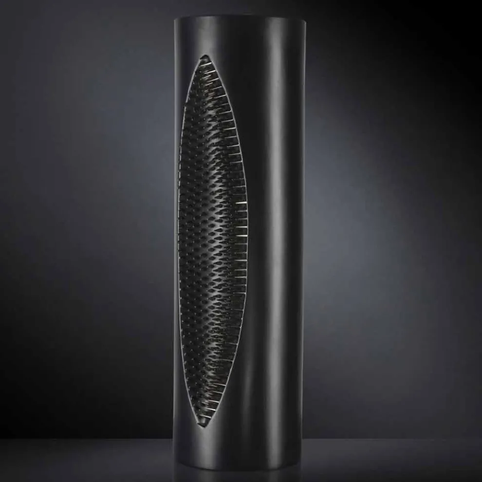 Hohe Indoor-Vase aus mattschwarzer Keramik und Stahl Made in Italy - Jesolo