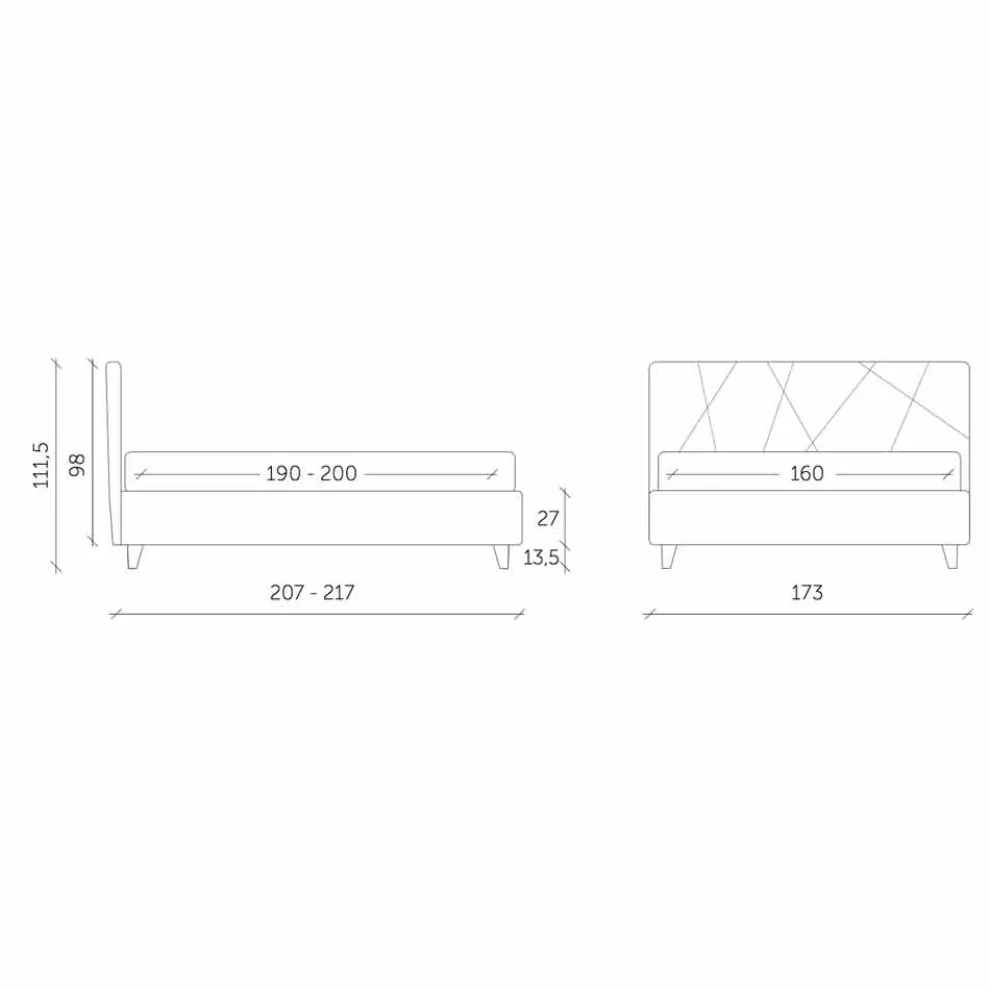 Gepolstertes Doppelbett mit Box aus Stoff Made in Italy - Ciottolino